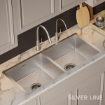 Handmade Double Bowl 304 Grade Kitchen Sink (45" x 20" x 9") - lifestyle