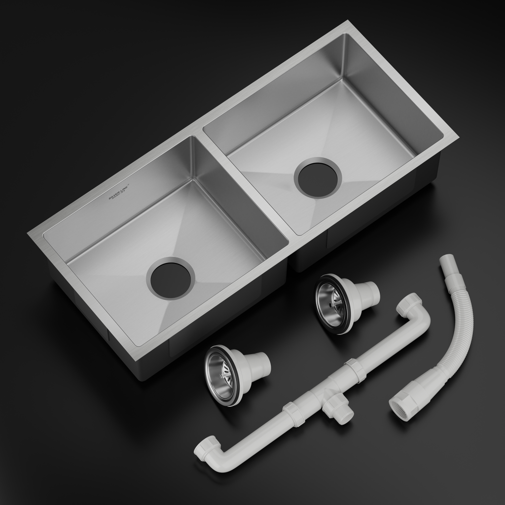 Handmade Double Bowl 304 Grade Kitchen Sink (45" x 20" x 9") - main product image
