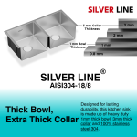 Handmade Double Bowl 304 Grade Kitchen Sink (37" x 18" x 9") - features