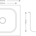 Regular Series Single Bowl 304 Grade Kitchen Sink (16" x 14" x 7") — 1001 - technical drawing