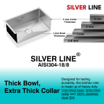 Handmade Single Bowl 304 Grade Kitchen Sink (30" x 18" x 9") - features