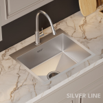 Handmade Single Bowl with Faucet Deck 304 Grade Kitchen Sink (24" x 18" x 9") - lifestyle