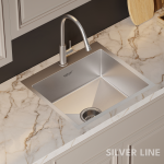 Handmade Single Bowl with Faucet Deck 304 Grade Kitchen Sink (24" x 20" x 9") - lifestyle