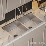 Handmade Double Bowl 304 Grade Kitchen Sink (40" x 20" x 9") - lifestyle