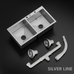 Handmade Double Bowl with Faucet Deck 304 Grade Kitchen Sink (34" x 20" x 9") - main product image