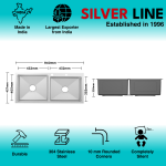 Handmade Double Bowl with Faucet Deck 304 Grade Kitchen Sink (37" x 18" x 9") - technical drawing