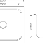 Regular Series Single Bowl 304 Grade Kitchen Sink (21" x 18" x 8") — 1005 - technical drawing