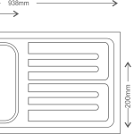 Regular Series Single Bowl With Drainboard 304 Grade Kitchen Sink (37" x 18" x 8") - technical drawing