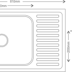 Regular Series Single Bowl With Drainboard 304 Grade Kitchen Sink (32" x 20" x 8") - technical drawing