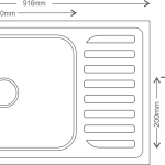 Regular Series Single Bowl With Drainboard 304 Grade Kitchen Sink (36" x 20" x 8") - technical drawing