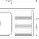Regular Series Single Bowl With Drainboard 304 Grade Kitchen Sink (40" x 20" x 8") - technical drawing