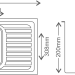 Regular Single Bowl Kitchen Sink with Vegetable Bowl and Drainboard (42 x 20 x 8) - technical drawing