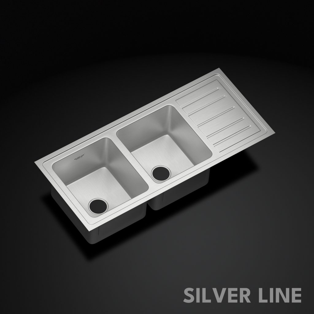Regular Series Double Bowl With Drainboard 304 Grade Kitchen Sink (46" x 20" x 8⅞") — 4006 - main product image
