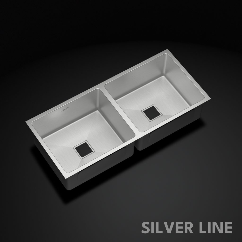 Diamond Cut Low Radius Double Bowl 304 Grade Kitchen Sink (45" x 20" x 10") - main product image