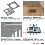 Square Floor Drain (5" x 5") | SS 304 | Matt & Gloss Finish | For Bathroom, Kitchen, Balcony - Silver Line — Matt / Without Pipe Hole - features