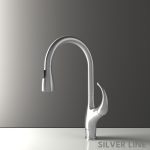 Swan Neck Pull-Down Kitchen Sink Faucet with Two-Function Spray Head - Silver Line - main product image