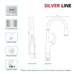 Swan Neck Pull-Down Kitchen Sink Faucet with Two-Function Spray Head - Silver Line - technical drawing