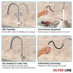 Gooseneck Pull-Down Kitchen Sink Faucet with Two-Function Spray Head - Silver Line - features