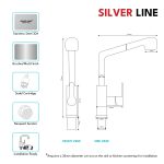 Pull-Out Kitchen Sink Faucet with Two-Function Spray Head - Silver Line - technical drawing