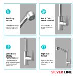Pull-Out Kitchen Sink Faucet with Two-Function Spray Head - Silver Line - features
