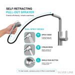 Pull-Out Kitchen Sink Faucet with Two-Function Spray Head - Silver Line - product view