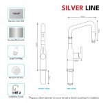 Angled Pull-Down Kitchen Sink Faucet with Two-Function Spray Head - Silver Line - technical drawing