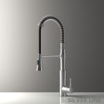 Spiral Coil High-arc Pull-Down Kitchen Sink Faucet with Two-Function Spray Head - Silver Line - main product image