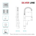 Spiral Coil High-arc Pull-Down Kitchen Sink Faucet with Two-Function Spray Head - Silver Line - technical drawing