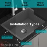 German Quartz Double Bowl Kitchen Sink with Faucet Hole & Drainboard - Slate (46" x 20" x 9") - installation