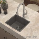 German Quartz Single Bowl Kitchen Sink - Slate (18" x 16" x 8") - lifestyle