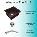 German Quartz Single Bowl Kitchen Sink - Coffee (18" x 16" x 8") - box contents