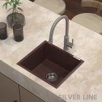German Quartz Single Bowl Kitchen Sink - Coffee (18" x 16" x 8") - lifestyle