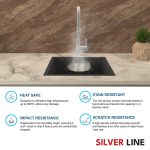 German Quartz Double Bowl Kitchen Sink with Faucet Hole & Drainboard - Starry Night (46" x 20" x 9") - features