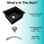 German Quartz Single Bowl Kitchen Sink - Starry Night (18" x 16" x 8") - box contents