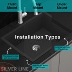 German Quartz Double Bowl Kitchen Sink with Faucet Hole & Drainboard - Starry Night (46" x 20" x 9") - installation