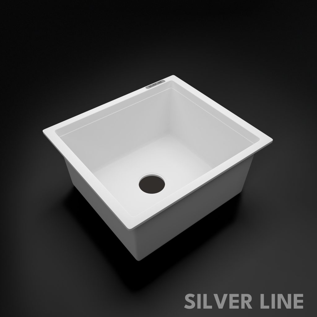 German Quartz Single Bowl Kitchen Sink - Snow White (18" x 16" x 8") - main product image