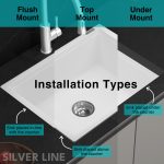 German Quartz Double Bowl Kitchen Sink with Faucet Hole & Drainboard - Snow White (46" x 20" x 9") - installation