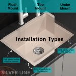 German Quartz Double Bowl Kitchen Sink with Faucet Hole & Drainboard - Cornflakes (46" x 20" x 9") - installation