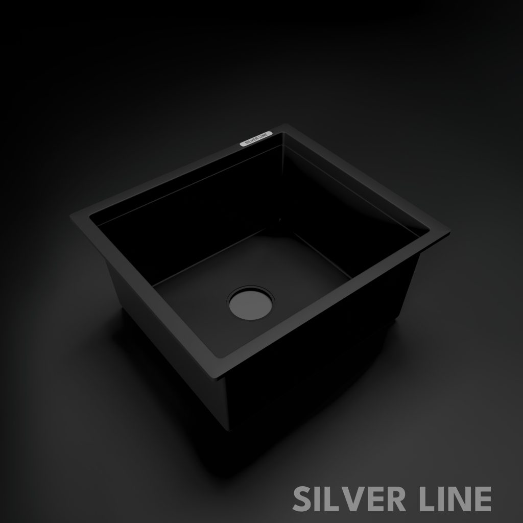 German Quartz Single Bowl Kitchen Sink - Midnight Black (18" x 16" x 8") - main product image