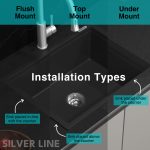German Quartz Double Bowl Kitchen Sink with Faucet Hole & Drainboard - Midnight Black (46" x 20" x 9") - installation