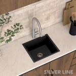 German Quartz Single Bowl Kitchen Sink - Midnight Black (18" x 16" x 8") - lifestyle