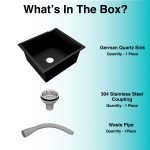 German Quartz Single Bowl Kitchen Sink - Midnight Black (18" x 16" x 8") - box contents