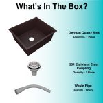 German Quartz Single Bowl Kitchen Sink - Coffee (21" x 18" x 8") - box contents
