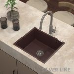 German Quartz Single Bowl Kitchen Sink - Coffee (21" x 18" x 8") - lifestyle