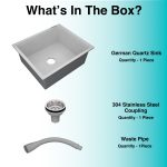 German Quartz Single Bowl Kitchen Sink - Crater (21" x 18" x 8") - box contents