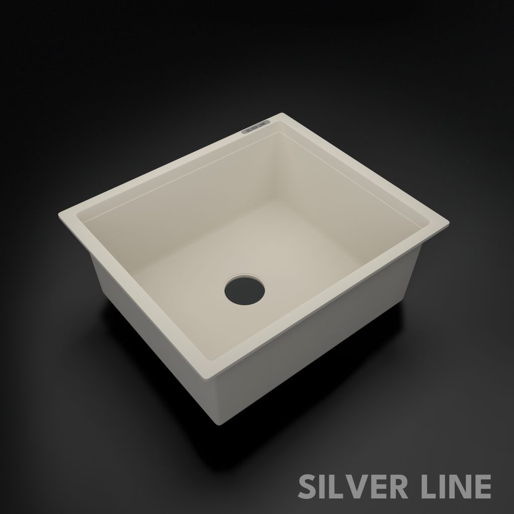 German Quartz Single Bowl Kitchen Sink - Ivory (21" x 18" x 8") - main product image