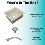 German Quartz Single Bowl Kitchen Sink - Ivory (21" x 18" x 8") - box contents