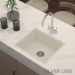 German Quartz Single Bowl Kitchen Sink - Ivory (21" x 18" x 8") - lifestyle