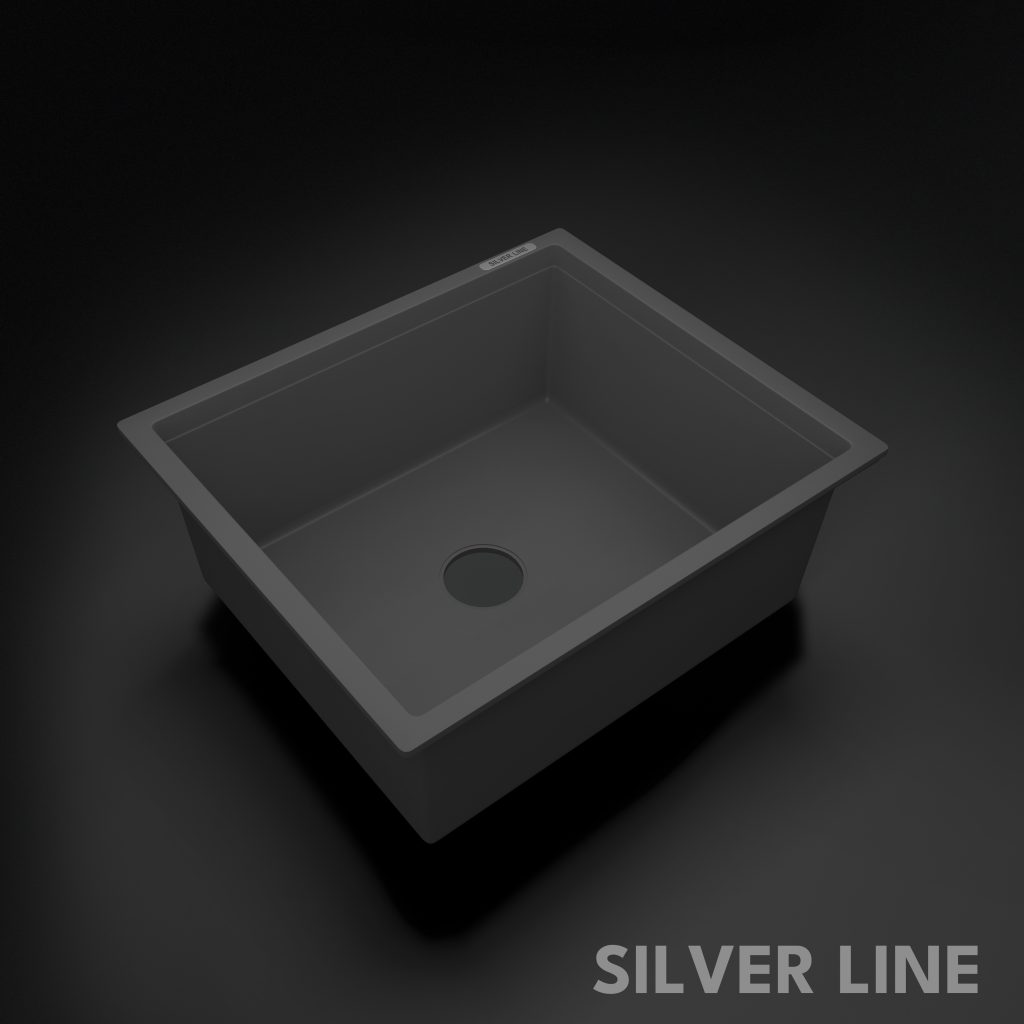 German Quartz Single Bowl Kitchen Sink - Slate (21" x 18" x 8") - main product image