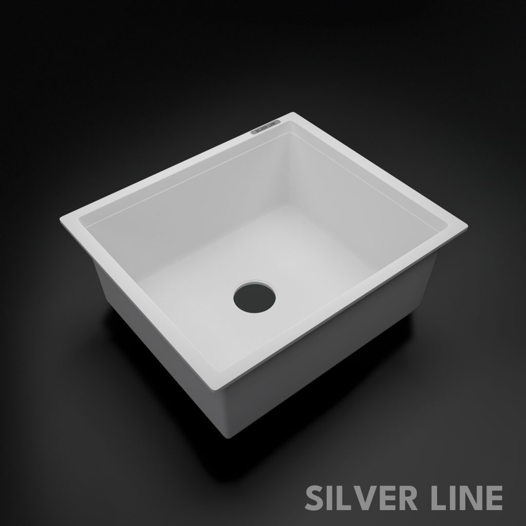 German Quartz Single Bowl Kitchen Sink - Snow White (21" x 18" x 8") - main product image